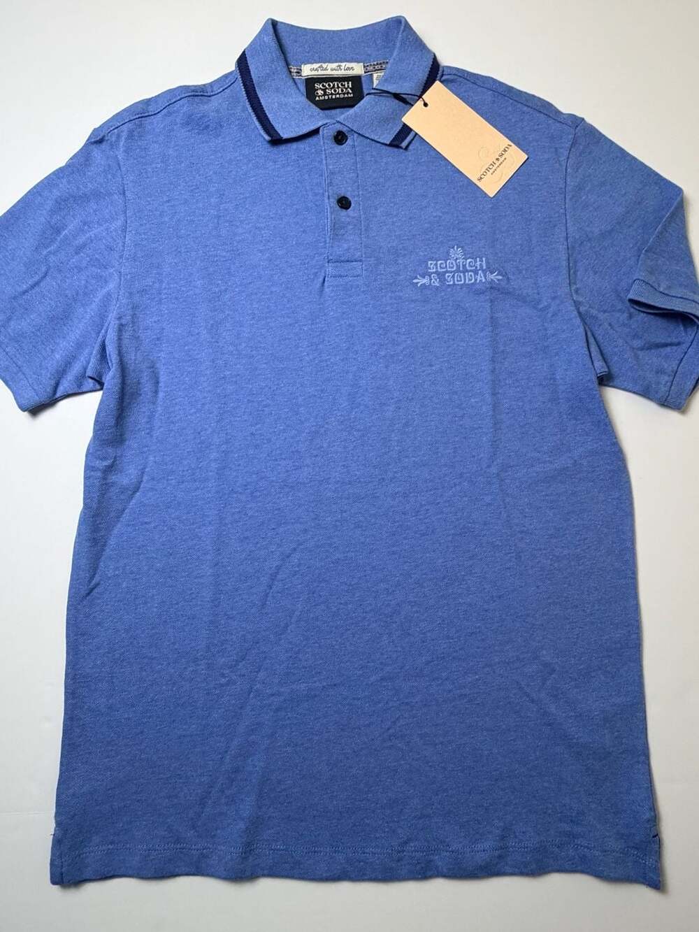 Scotch & Soda Amsterdam Mens Polo Shirt Size S Embroidered Logo Pique Cotton